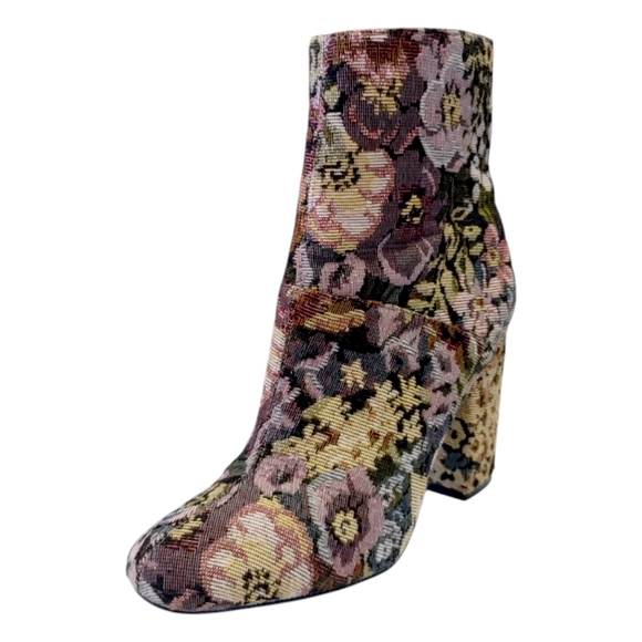 Urban Outfitters Floral Brocade Zip Up High Heel Ankle Booties Women's Size 7 - Picture 3 of 10